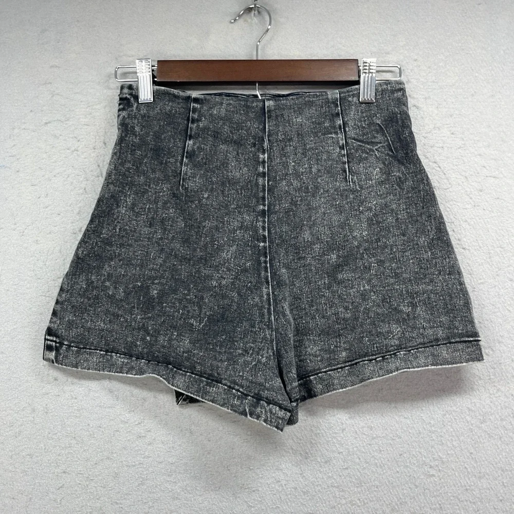 Denim by Jealous Tomato Skort Womens S Black Acid Wash Wrap Skirt Edgy Grunge